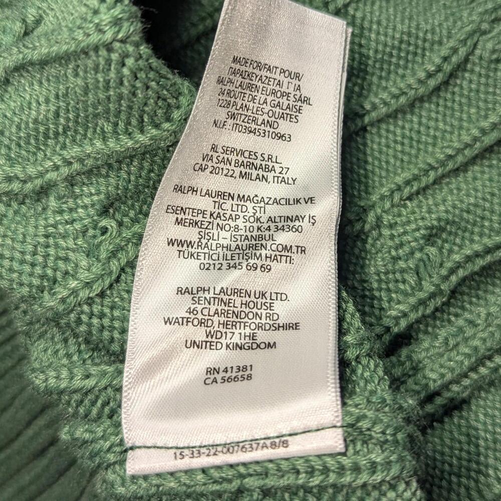 Polo Ralph Lauren Men’s Cable-Knit Cotton Crewneck Sweater Hunter Green XL NWT - Picture 7 of 7
